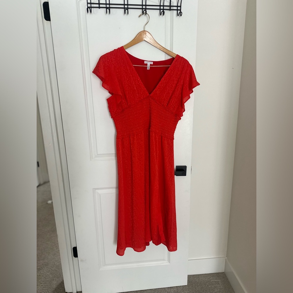 Leith Red Flutter Sleeve Midi Dress | Women’s Size L | Nordstrom